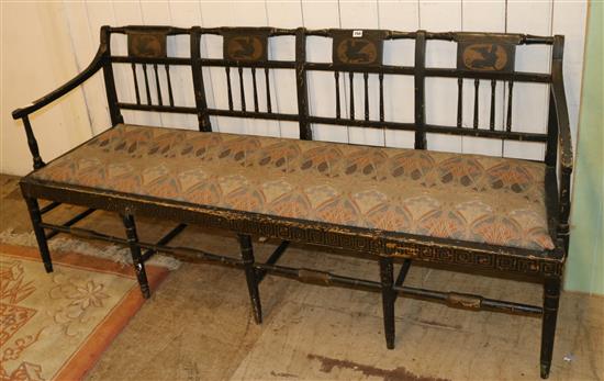 Ebonised hall settee